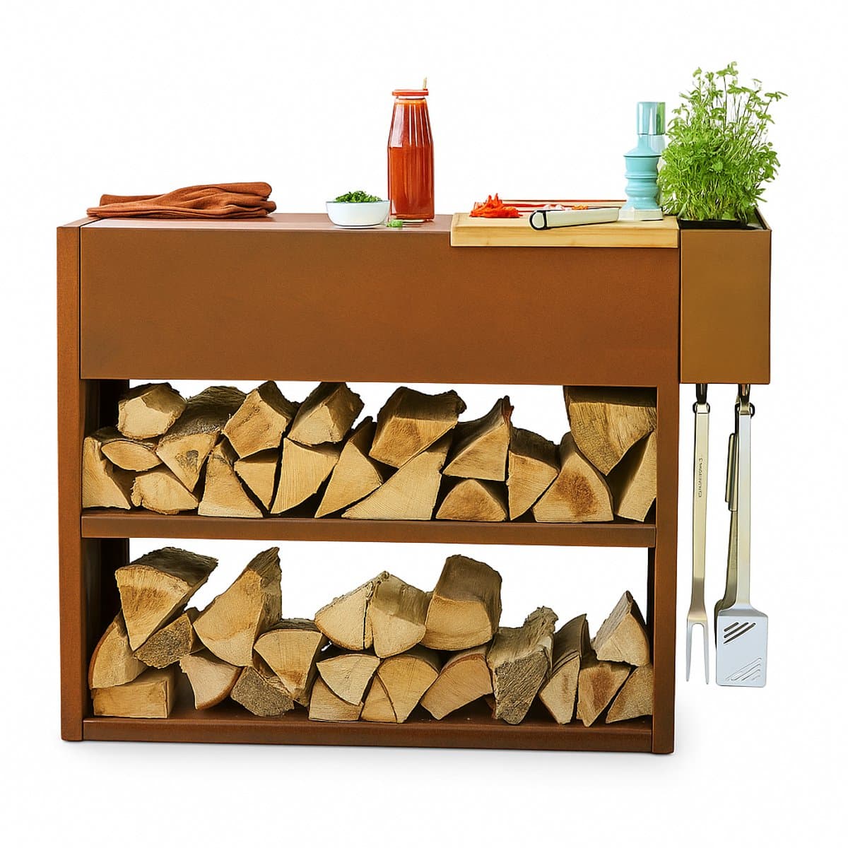 Barbecook Nestor Buddy - Buitenkeuken - Grilltafel - Cortenstaal - 112x55x90cm — afbeelding 1