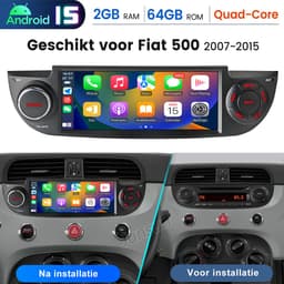 Hexinex Quad-Core autoradio Geschikt voor Fiat 500 (2007-2015) - Draadloos CarPlay, Android Auto, Ondersteunt DAB+, multimediaspeler, 2GB+64GB, zwart — thumbnail 1