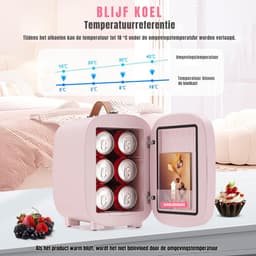 DnA® Mini koelkast 4L - Skincare & make-up fridge - Mini Koelkasten - Roze - 16cm x 14cm x 21cm — thumbnail 4