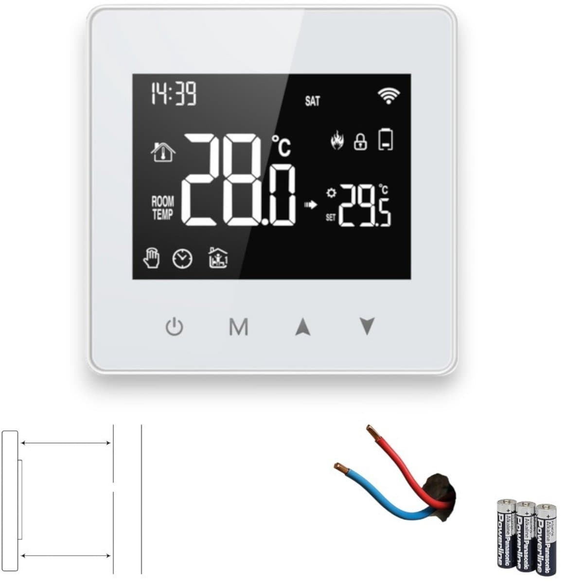 Thermostaat | Zigbee opbouw touchscreen voor CV aan/uit | Tuya Smart Life, Alexa & Google Home | Programmeerbaar | Wit — afbeelding 1