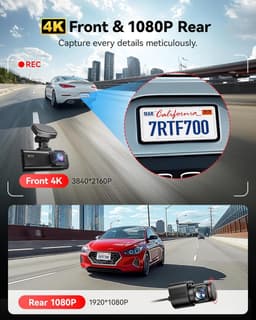 RedTiger F7N Pro Dual Dashcam voor auto - 4K & 1080p - Voor en achter Camera - WiFi en Gps - 3,18 inch LCD met App - Sony Sensor - Nachtzicht - Parkeerbewaking - G Sensor - Loop opname — thumbnail 5