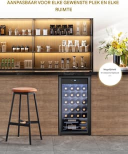 Vrijstaande Wijnkoelkast 82 Liter - Wijnklimaatkast voor 28 Flessen - Digitale Touch Temperatuurregeling - LED Binnenverlichting - 84 cm Hoge Wijnkoeler - Energieklasse G Wijnkoelkast voor Thuisgebruik - Wijnkoeler - Wijnklimaatkast — thumbnail 2