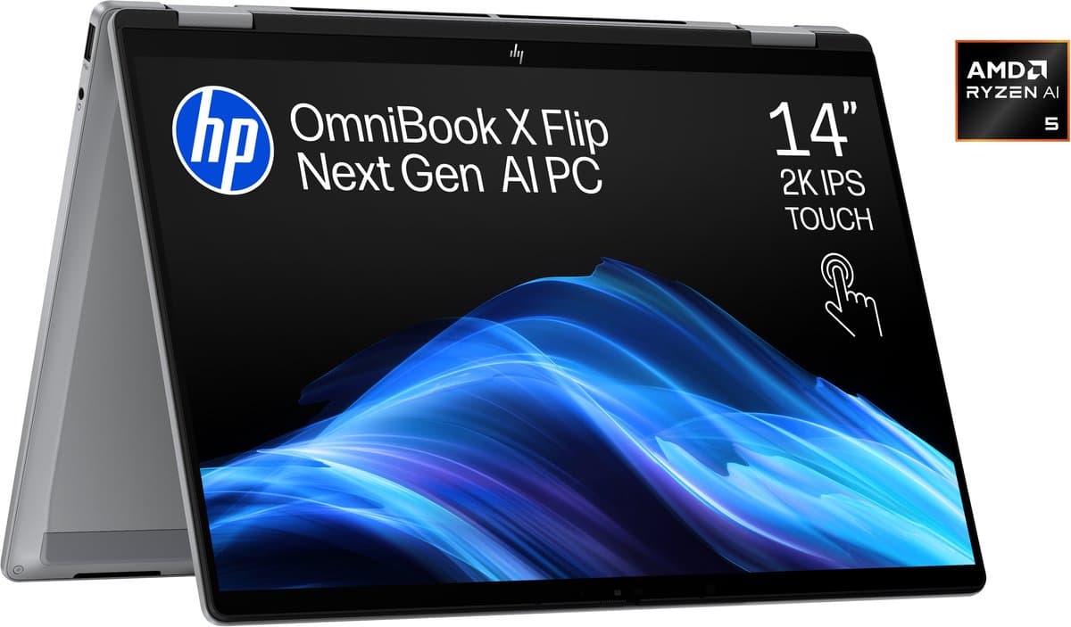 HP OmniBook X Flip Next Gen AI 14-fk0050nd - Copilot+ 2-in-1 Laptop - 14 inch - Ryzen AI 5 - 16GB/512GB — afbeelding 1