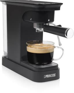 Espressomachine 20 bar - Princess Piston Espressomachine – Geschikt voor Gemalen Koffie & ESE‑pads – 0,8L Waterreservoir – Stoompijpje voor Cappuccino & Latte – Compact Koffiezetapparaat – Zwart – 01.249421.01.001 — thumbnail 1