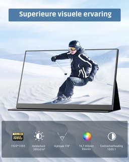 Zyrex® Draagbare Monitor voor Laptop – Portable Monitor 15,6 Inch – Draagbaar Scherm 1080FHD – Groot kleurenbereik- ‎‎40cm x 26cm x 5cm — thumbnail 4