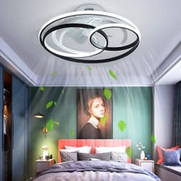 Moderne LED Plafondventilator met Verlichting Zesblads Onzichtbare Stille Zwenklamp Dimbaar — thumbnail 5