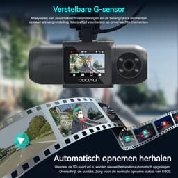 COOAU Dubbele dashcam - Autodashcam - Ultra 4K & Full HD - Camera voor en achter - WiFi & GPS - met app - G-sensor - Nachtzicht - Loopopname - G-sensor - Parkeerbewaking — thumbnail 3