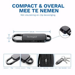 Techspot© Afluisterapparatuur - sleutelhanger - MP3 - Afluisterapparatuur op afstand - Dictafoon - Spy Recorder - Opnameapparaat - Voice Recorder - inclusief oortjes - Zwart — thumbnail 3