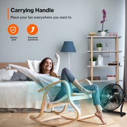 AERSON vloerventilator 60 cm | waaier met drie standen 200W | staande ventilator | hoge luchtstroom | robuuste metalen uitvoering | hellingshoek ca. 110 graden — thumbnail 3