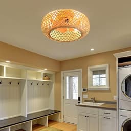 Bamboe Plafondlamp Met Verlichting En Afstandsbediening – Rustieke En Industrieel Design Plafondventilator — thumbnail 4