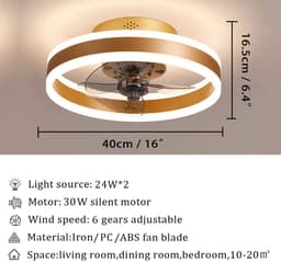 Stil Zwart/Wit Plafondventilator met Dimbare LED Verlichting en Afstandsbediening — thumbnail 5