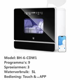 Norvia Mini Vaatwasser Met Waterreservoir - Vrijstaande Camping Vaatwasser - 9 Programma's - App Bediening - 54,8 x 36 x 49,6 cm — thumbnail 5