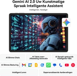 TABWEE Tablet - T50 Tablet - met over-ear hoofdtelefoon - 24GB RAM - 128GB ROM - Android 16 - 11 inch - 8000mAh - WIFI Tablet - OTG - Grijs — thumbnail 3