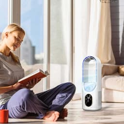 Draagbare airconditioner met ventilator, verdampingskoeler, USB-airconditioner met ventilatorsnelheid en timer, mini-bureauventilator, geschikt voor kantoorgebruik (wit). — thumbnail 3