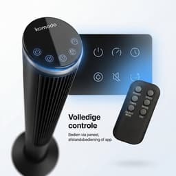Komodo Breezi Torenventilator met App & Afstandsbediening – Ventilator 3 Snelheden – Timer 1–15 uur – Oscillatie – Stille Modus – LED Display – Zwart — thumbnail 3