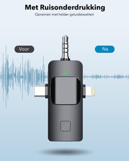 Draadloze Lavalier Microfoon 2 Stuks met Beschermcase – Plug & Play – Bluetooth – USB-C & Lightning – Mini Dasspeldmicrofoon – Microfoon Draadloos — thumbnail 4