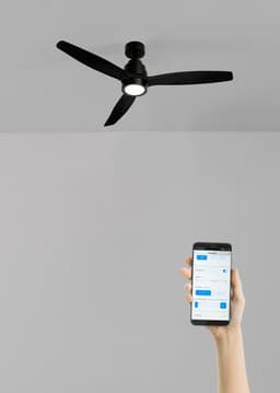 CREATE - Plafondventilator 40W silent 100% hout - Zwart - Ø112cm - Met licht - WIFI + Afstandsbediening - WIND STYLANCE — thumbnail 1