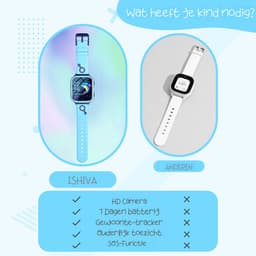 ISHIVA® GPS Horloge Kind geschikt voor Simkaart (4G GPS)–Smartwatch Kinderen met HD-camera & Videobellen - Kinder Smartwatch - Smartwatch Kind-1000 mAh Long Battery–IP65 Waterdicht–SOS Knop–School Mode-Veilige Zones-GPS Tracker–2 Jaar Garantie–Blauw — thumbnail 2