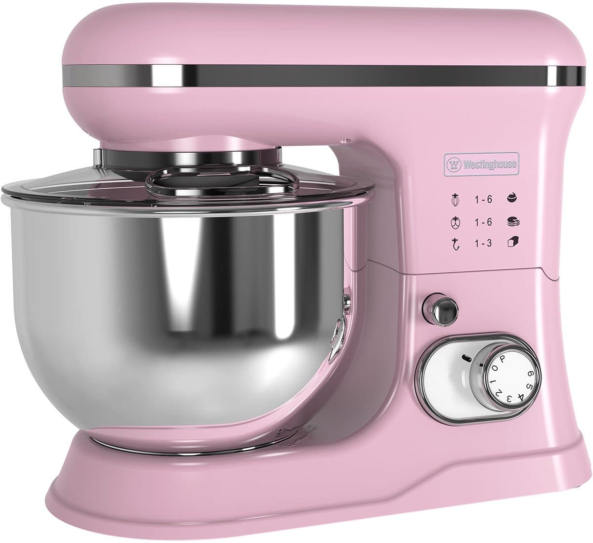Westinghouse Retro Standmixer - 1200W - Keukenmachine 5L Mengkom - Keukenrobot - Keukenmixer - Foodprocessor - Roze — afbeelding 1