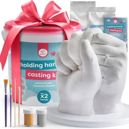 CHUCKLE - 3D Gipsafdruk Set - Handgietset voor Koppels & Familie - Goudverf - Uniek Souvenir — thumbnail 1