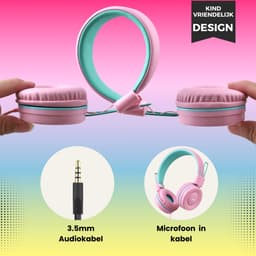 WiseQ Kinderkoptelefoon met Draad – Koptelefoon Kind – Hoofdtelefoon met Kabel – Met Microfoon – Geluidsdempend – Volumebegrenzer - Roze / Unicorn-Bubblegum — thumbnail 4