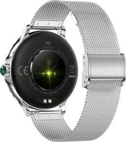 Knobbout Luxe Smartwatch voor Dames – Met Sprankelende Kristallen-1.3" Scherm IPS HD Touchscreen – Bluetooth 5.2 Bellen – Hartslag & Bloeddrukmeting – IP68 Waterdicht – Zilverkleurige Roestvrijsta — thumbnail 3
