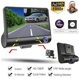 Driekanaals front- en achterdashcam met ingebouwd IPS-scherm, 1080P Full HD — thumbnail 1