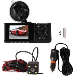 Dash Camera, 1080p Full HD 3 -weg Drievoudige Autocameraforder met 170 ° Groothoek Binnen en Buiten de CAR DVR voor Veilig Rijden — thumbnail 1