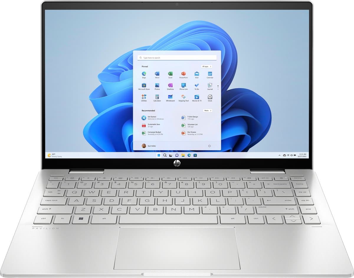 HP Pavilion x360 14-ek2055ng Intel Core 5 120U Hybride (2-in-1) 35,6 cm (14") Touchscreen Full HD 16 GB DDR4-SDRAM 512 GB SSD Wi-Fi 6 (802.11ax) Windows 11 Home Zilver — afbeelding 1
