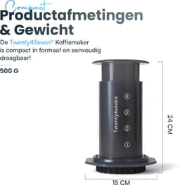 Twenty4seven® Koffie French Press - Draagbare Koffiemaker & Koffiemolen - Cafetiere Espresso - Koffiemaler Handmatig — thumbnail 4
