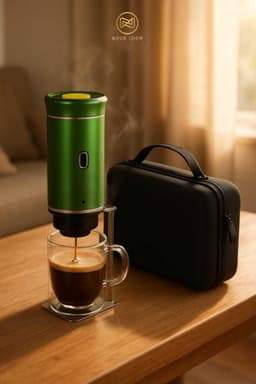 Nova Loom - Draagbaar Espressomachine Pro inclusief Travelbag en houder voor auto, thuis en camping - Multifunctionele 3-in-1 draagbare elektrische reiskoffieapparaat - Capsule, cups en Poeder - Groen - draadloos - makkelijk oplaadbaar — thumbnail 4
