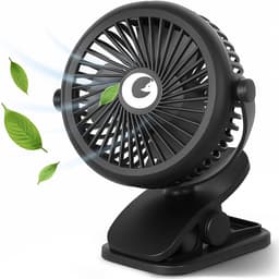 Evolize Mini Ventilator met Clip - Krachtige Draadloze Fan op Batterijen - USB Oplaadbare Ventilator met Klem - Draadloos & Draagbaar - voor Bureau, Bed, Camping & Kinderwagen - Zwart — thumbnail 1