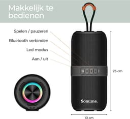 Sonume Base - Draagbare Bluetooth Speaker - 8 Uur Speeltijd - 40 Watt - Draadloze Muziek Box - IPX5 Waterbestendig - Krachtige Bass - Speaker Bluetooth - Bluetooth Box - Portable Speaker - Zwart — thumbnail 3