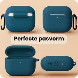 Hoesje Geschikt voor Apple Airpods Pro 3 - Siliconen Hoes met Clip - Silicone Case Cover - Donkerblauw — thumbnail 3