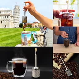 Draagbare koffie- en theefilterpers voor thuis en onderweg met roestvrijstalen filter | French Press System | Koffie- en theebereider met theezeef | Koffiezetfilter | Twee-in-één systeem voor koffie en thee — thumbnail 2