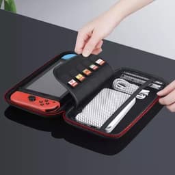 Case geschikt voor Nintendo Switch - Hard Cover - Beschermhoes - Vak voor 10 Spellen - Zwart — thumbnail 2