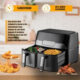Thuys – Dubbele Airfryer – Heteluchtfriteuse – 9 L – 35 x 39 x 31cm – Zwart — thumbnail 5