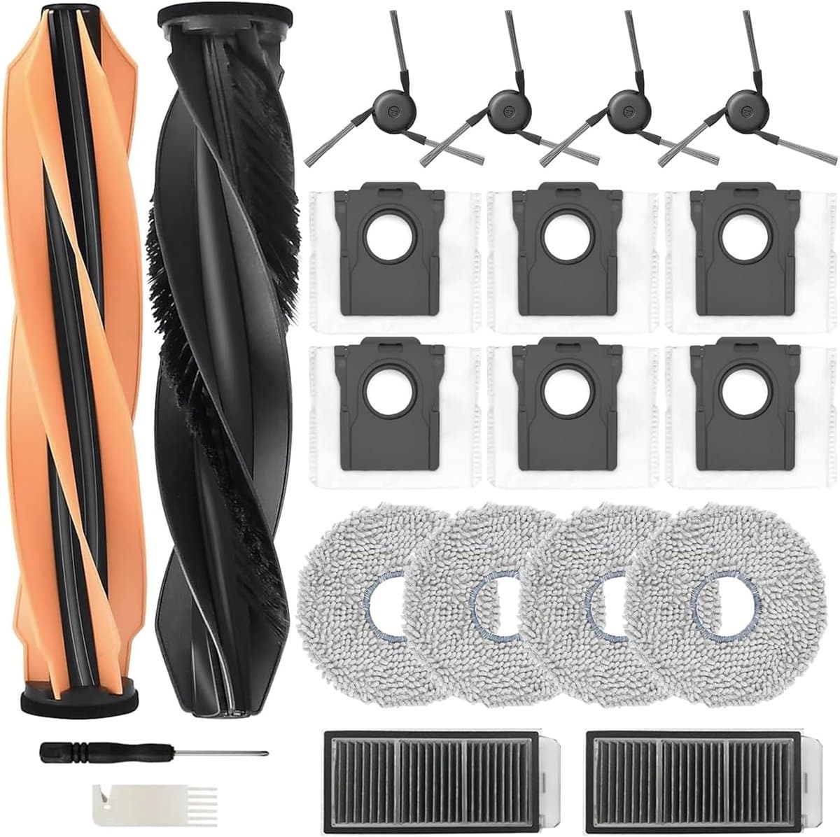 Accessoires Geschikt voor Dreame X50 Ultra Complete/ L50 Pro Ultra/L40s Pro Ultra, 2 x hoofdrolborstel, 6 x stofzak, 4 x zijborstels, 2 x filter, 4 x dweildoeken — afbeelding 1
