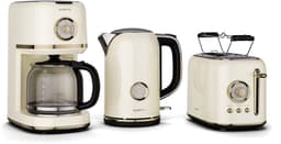 Klarstein Victoria ontbijtset – broodrooster voor 2 sneetjes met 7 bruiningsstanden, waterkoker van 1,7 liter, filterkoffiezetapparaat voor 12 kopjes, roestvrij staal, retro design, broodjeshouder, warmhoudfunctie, roomkan — thumbnail 5