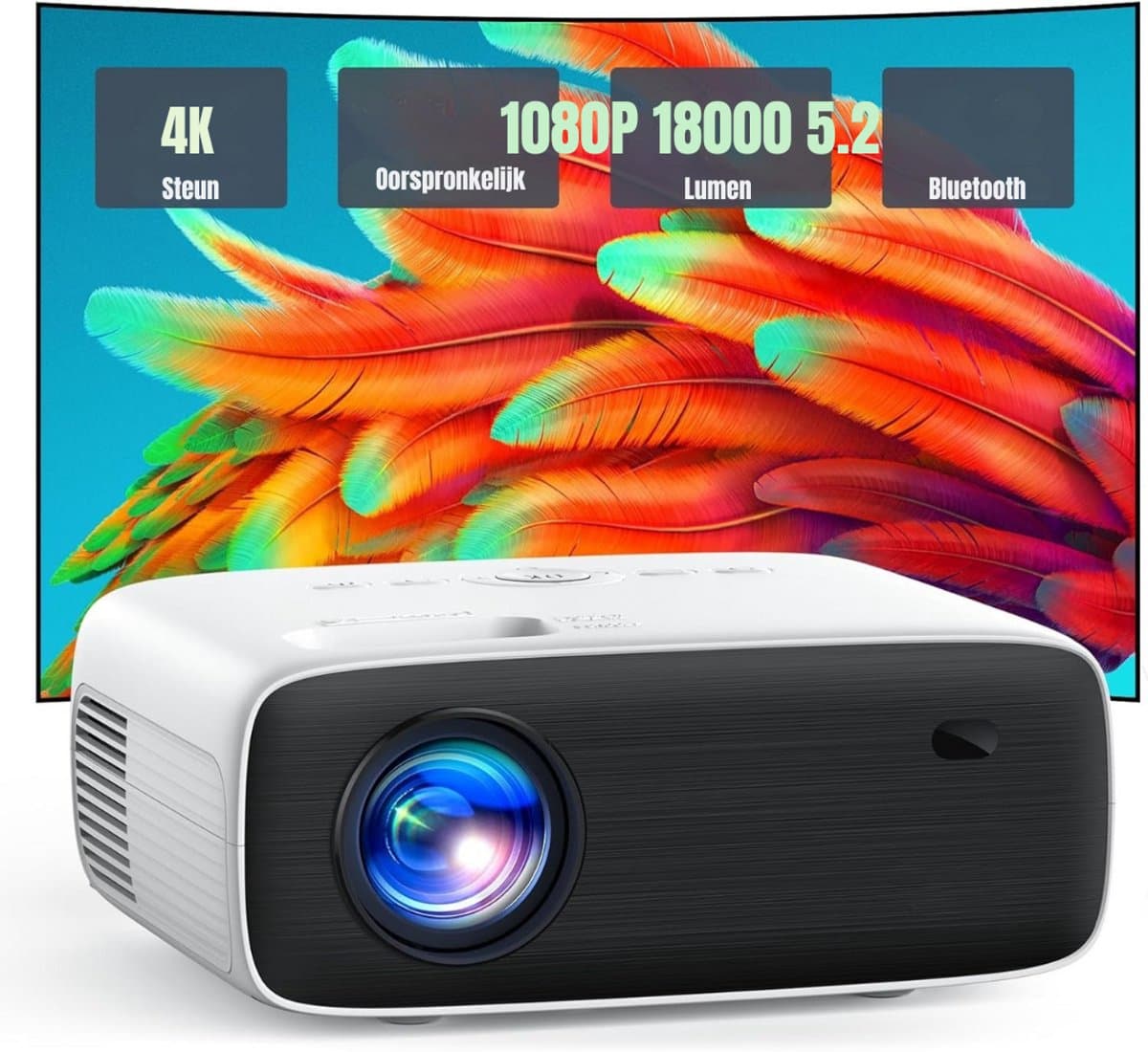 SCH® Draagbare beamer - Beamer - Projector - Mini Beamer - Wit - 22cm x 17cm x 9cm — afbeelding 1