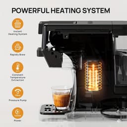 3-in-1 Koffiemachine – Espressozetapparaat – Cappuccinomachine – Latte Macchiato Maker – Capsule Koffiezetter – 19 Bar Drukpomp – Geschikt Voor Dolce Gusto, Nespresso & Gemalen Koffie – Compact Zwart Design — thumbnail 3