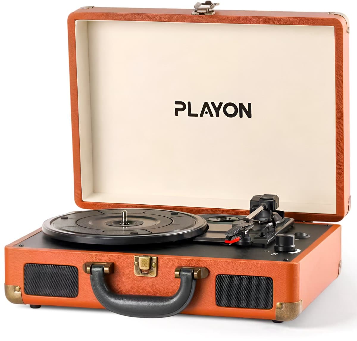 Playon Platenspeler - Platenspeler bluetooth - Platenspeler retro - Ingebouwde Speakers - Retro - Bruin — afbeelding 1