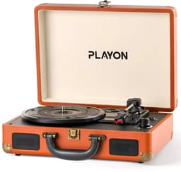 Playon Platenspeler - Platenspeler bluetooth - Platenspeler retro - Ingebouwde Speakers - Retro - Bruin — thumbnail 1