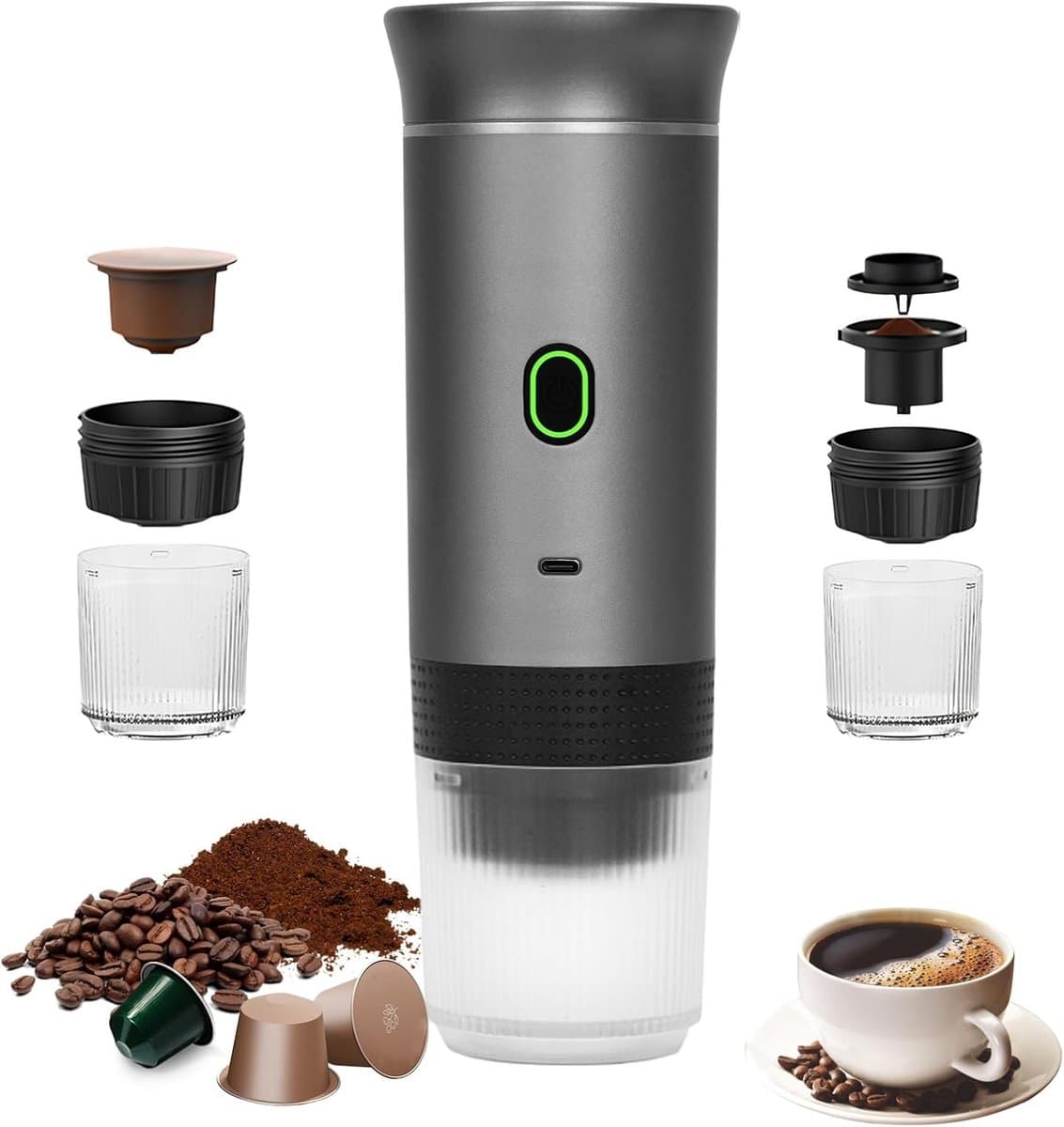 Draagbaar 3-in-1 Koffiezetapparaat - Elektrische Espresso Machine voor Reizen en Kamperen — afbeelding 1