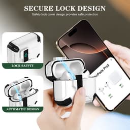 Sounix Hoesje geschikt voor Airpods Pro 1 / 2 - Met schoonmaak borstel - Airpods Pro Hoesje - Armor Case met Lock - Zwart — thumbnail 3