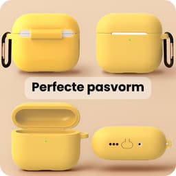 Hoesje - Geschikt voor Apple Airpods Pro 3 - Siliconen Hoes met Clip - Silicone Case Cover - Geel — thumbnail 3