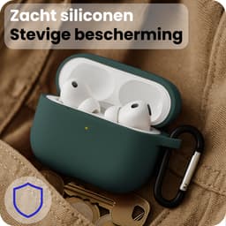 Hoesje - Geschikt voor Apple Airpods Pro 3 - Siliconen Hoes met Clip - Silicone Case Cover - Donkergroen — thumbnail 4