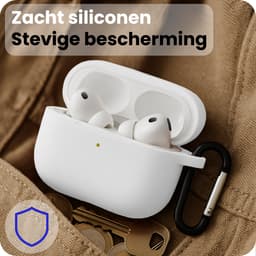 Hoesje - Geschikt voor Apple Airpods Pro 3 - Siliconen Hoes met Clip - Silicone Case Cover - Wit — thumbnail 4