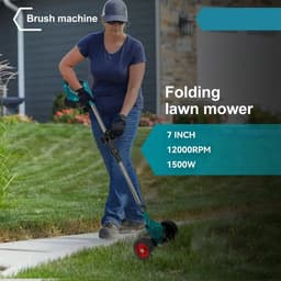 Amolass - Elektrische Grasmaaier - Grastrimmer - 2 Batterijen - 1500W - 12,5cm Diameter - Verstelbaar - Opvouwbaar - Blauw — thumbnail 4