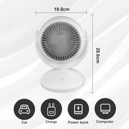 Stille tafelventilator met 4 snelheden en 120° helling instelbaar voor optimale luchtcirculatie in kantoor, slaapkamer en woonkamer — thumbnail 4